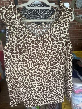 Ruffled Sleeve Leopard Print Tank Top ODDI - Boutique